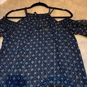 AQUA Long Sleeve Cold Shoulder Blouse